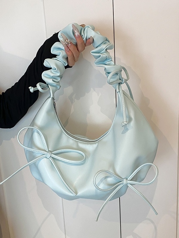 PU felhő mintás crossbody táska nagy kapacitású, húzó-zsinóros masnival, nyár 2024