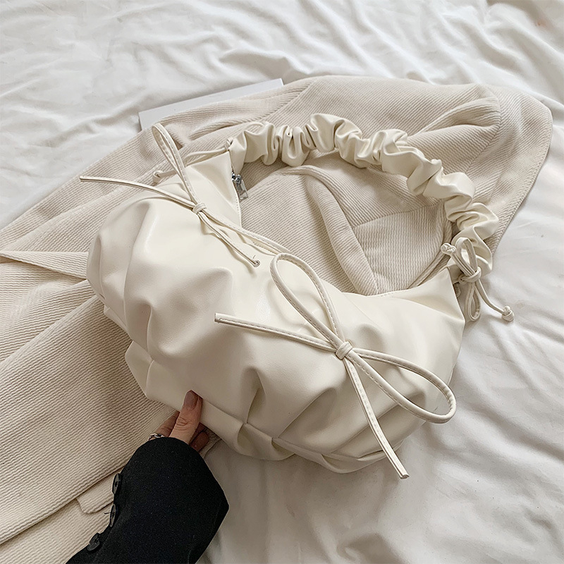 PU felhő mintás crossbody táska nagy kapacitású, húzó-zsinóros masnival, nyár 2024