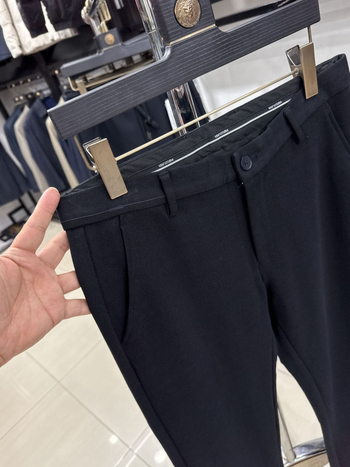 Topao pliš hlače za jesen/zimu, jednobojna boja, slim fit, srednji dio struka, zatvaranje na zip, 3D171