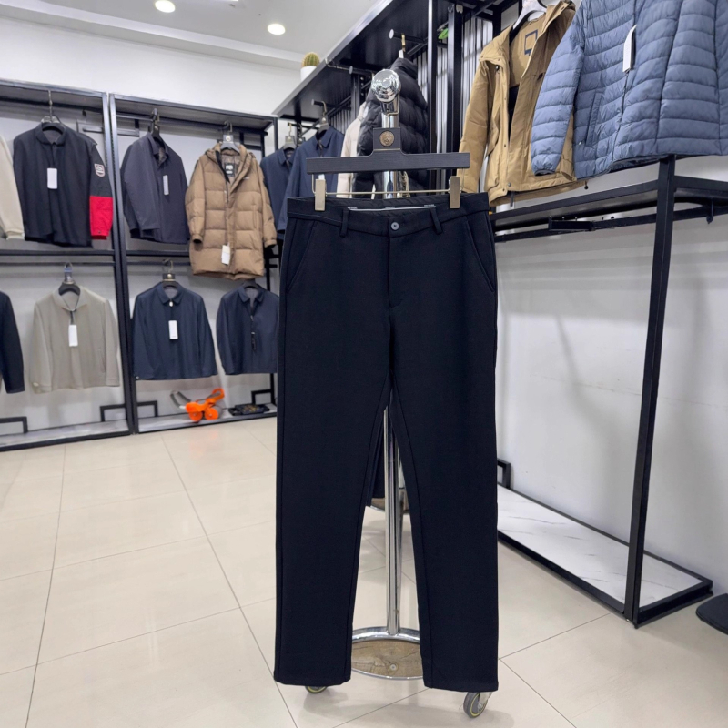 Topao pliš hlače za jesen/zimu, jednobojna boja, slim fit, srednji dio struka, zatvaranje na zip, 3D171