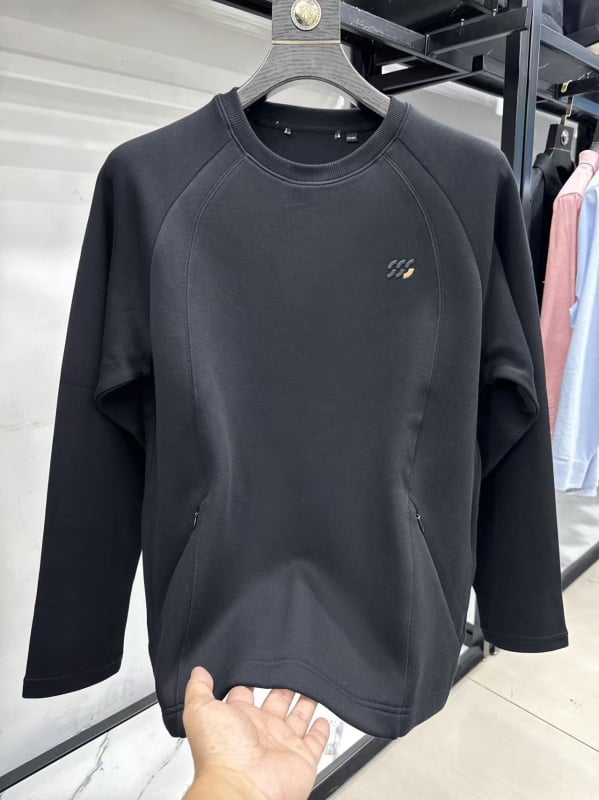 Памучен суитшърт 56% памук с двойни джобове, пуловер, дълги ръкави, удебелен материал, за есента