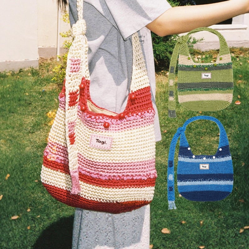 Tagi Jiilingguo ručno izrađena biserna crossbody torba, veliki kapacitet, podesiva, za svakodnevnu upotrebu, tkanina
