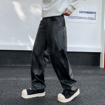 Muške pamučne hlače ravnog kroja, poslovni casual stil, srednji pojas, zatvarač, mikro-elastičnost, proljeće-jesen