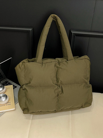 PU torba za ramena s horizontalnim kvadratičnim oblikom, podstava od poliestera i džep za mobitel