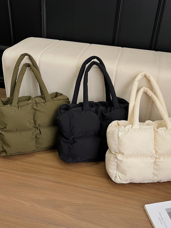 PU torba za ramena s horizontalnim kvadratičnim oblikom, podstava od poliestera i džep za mobitel