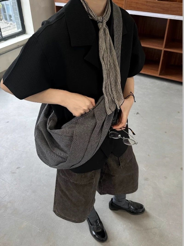 Crossbody torba sa zatvaračem - unisex stil, tkanina, podstava poliester, džep za telefon, jesen 2025