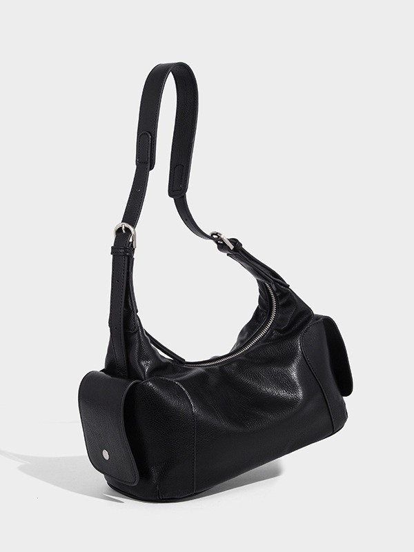 PU tote torba u urbanom minimalističkom stilu, dumpling oblik, zatvaranje zipom, jednopasna naramenica, unutarnji džep sa zipom i džep za dokumente