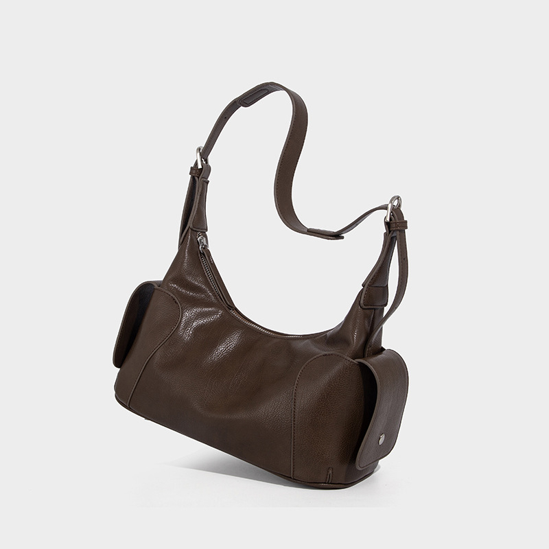 PU tote torba u urbanom minimalističkom stilu, dumpling oblik, zatvaranje zipom, jednopasna naramenica, unutarnji džep sa zipom i džep za dokumente