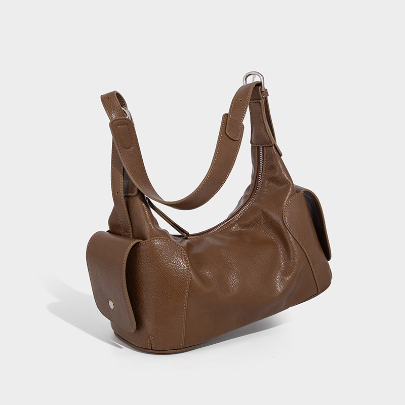 PU tote torba u urbanom minimalističkom stilu, dumpling oblik, zatvaranje zipom, jednopasna naramenica, unutarnji džep sa zipom i džep za dokumente