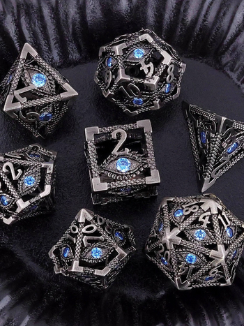 DND šuplje metalne kockice Dragon Eye, 7-dijelni poliedrični komplet, bakar