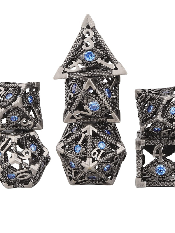 DND šuplje metalne kockice Dragon Eye, 7-dijelni poliedrični komplet, bakar