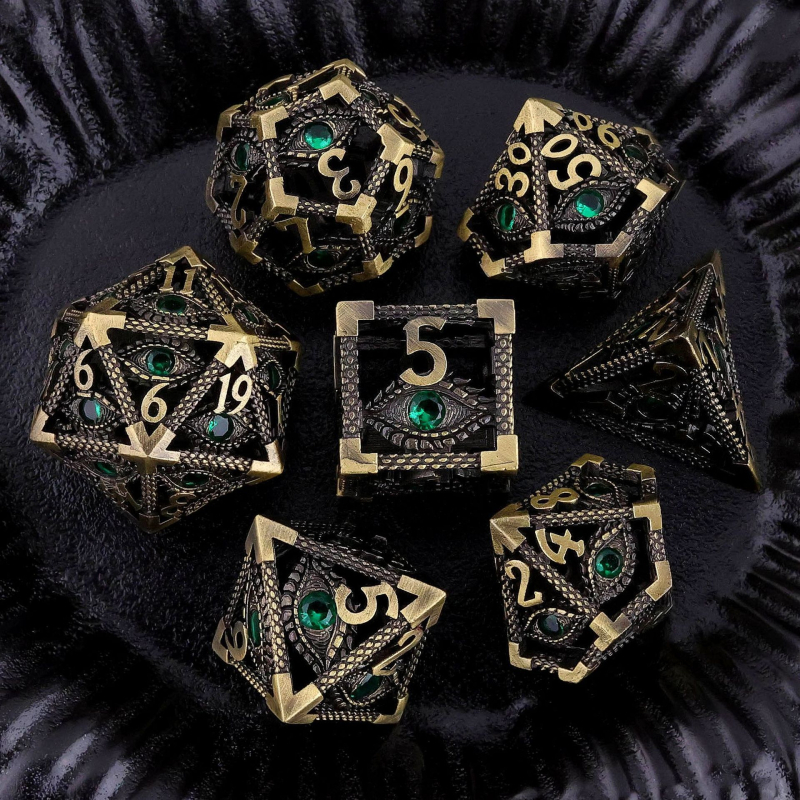 DND šuplje metalne kockice Dragon Eye, 7-dijelni poliedrični komplet, bakar