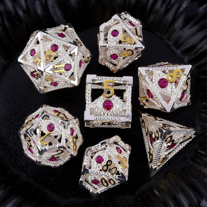 DND šuplje metalne kockice Dragon Eye, 7-dijelni poliedrični komplet, bakar