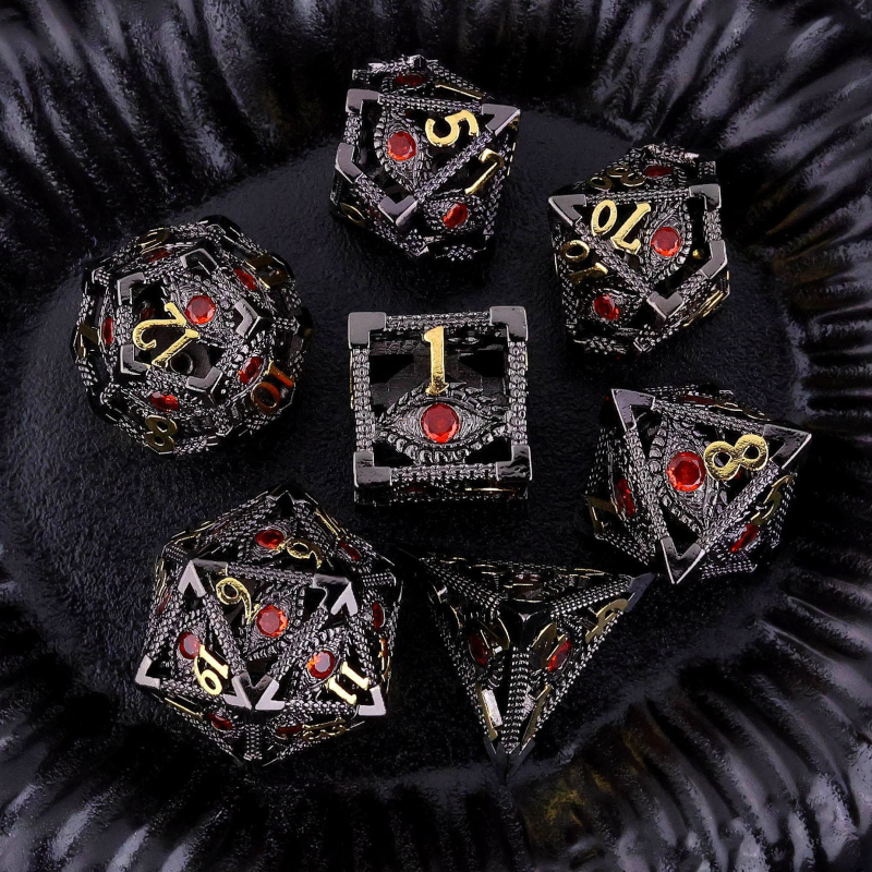DND šuplje metalne kockice Dragon Eye, 7-dijelni poliedrični komplet, bakar