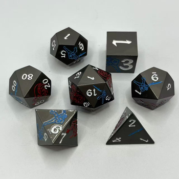 Metalna skup kockica za D&D – cinkovog legura, 20-stranih poliedričnih kockica, obrada i personalizacija dostupni, 100 komada u kutiji