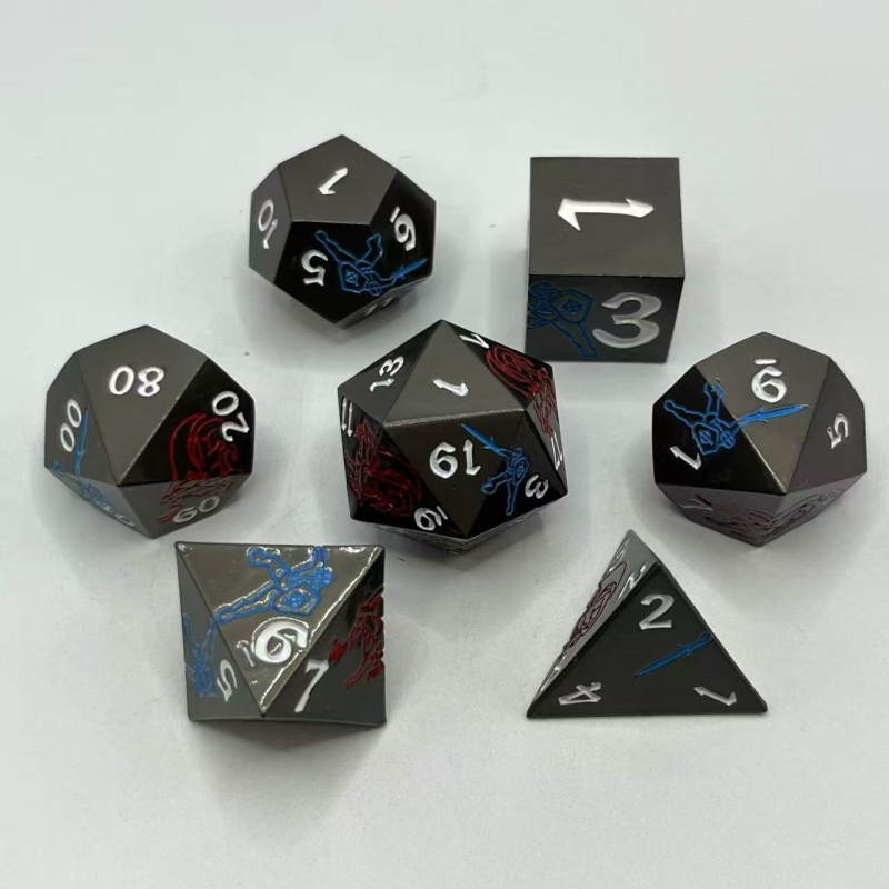 Metalna skup kockica za D&D – cinkovog legura, 20-stranih poliedričnih kockica, obrada i personalizacija dostupni, 100 komada u kutiji