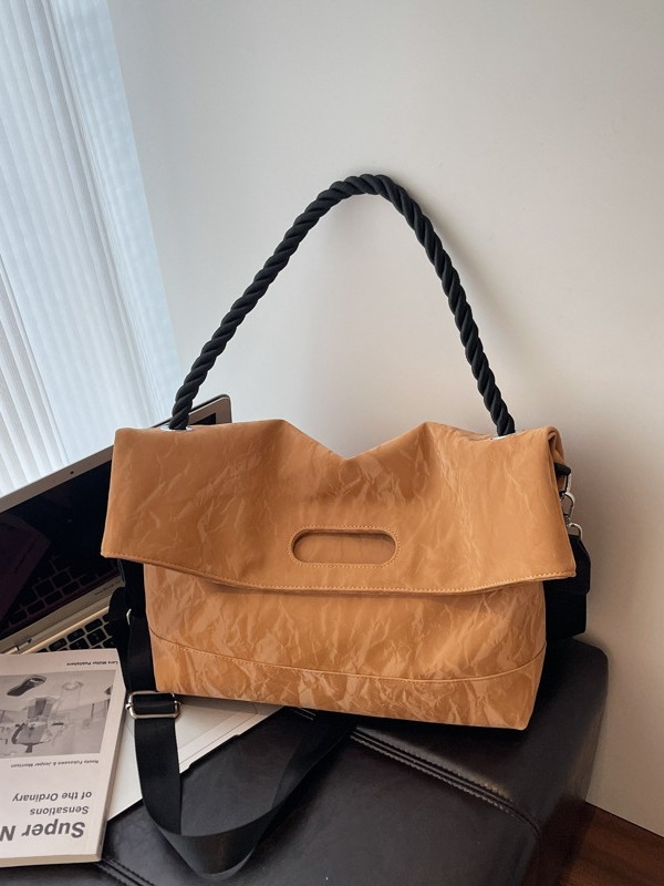Unisex PU tote torba s magnetskim zatvaračem, vodoravni kvadratni oblik, unutarnji džep sa zatvaračem