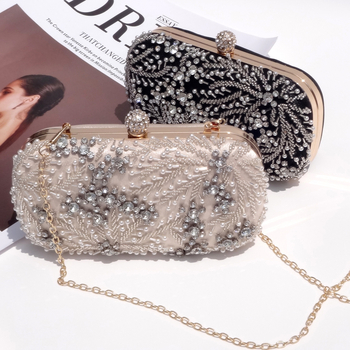 Večernja clutch torba s kristalima, horizontalni kvadratni oblik, poliester, zaključavanje brava, čvrsta konstrukcija