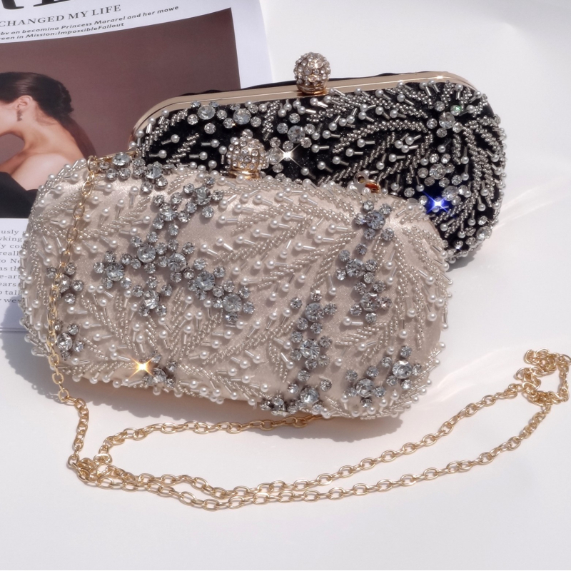 Večernja clutch torba s kristalima, horizontalni kvadratni oblik, poliester, zaključavanje brava, čvrsta konstrukcija
