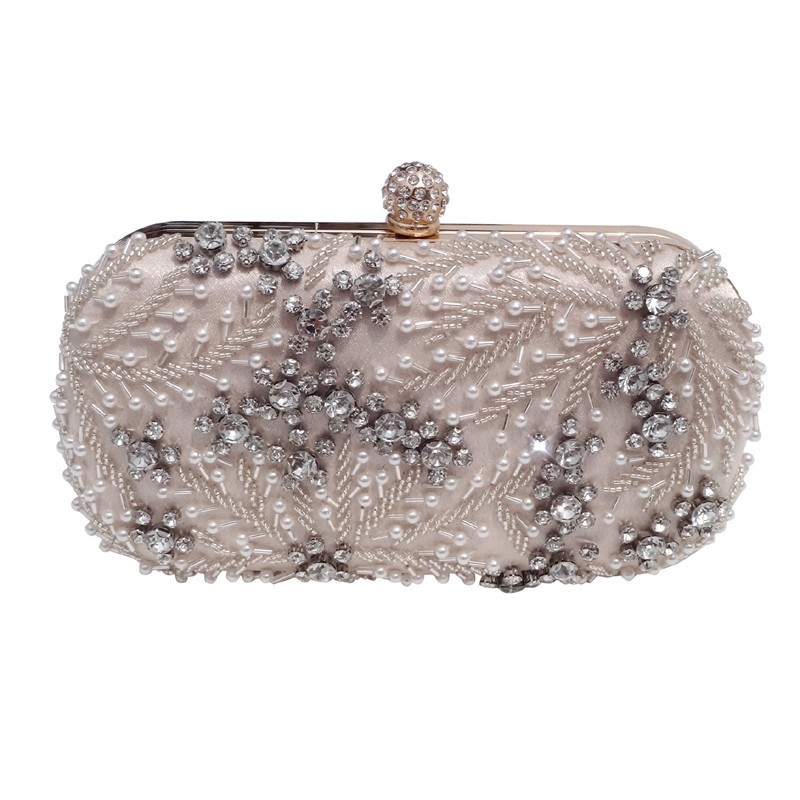 Večernja clutch torba s kristalima, horizontalni kvadratni oblik, poliester, zaključavanje brava, čvrsta konstrukcija