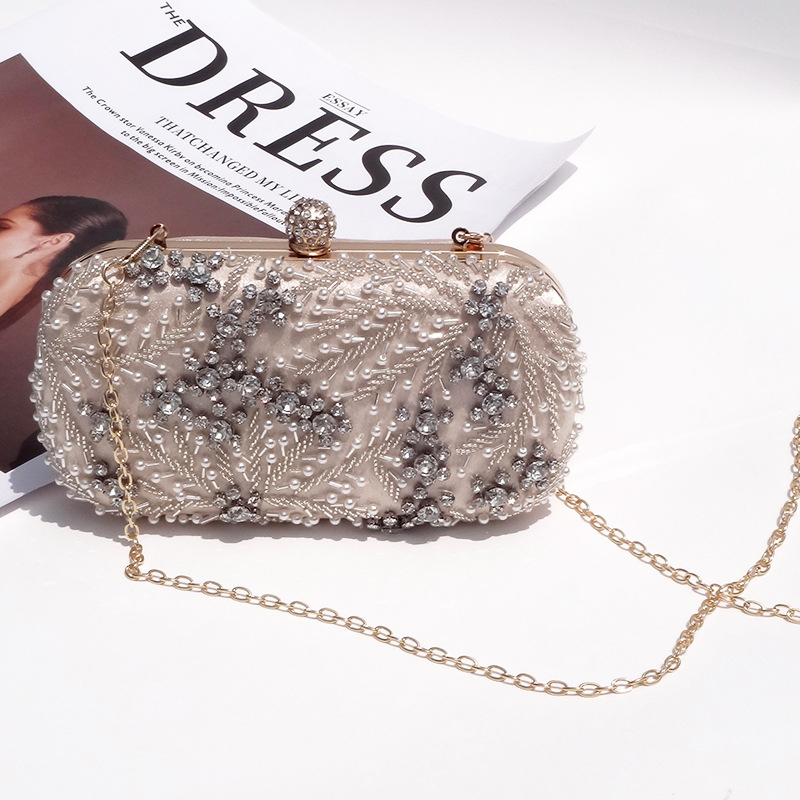Večernja clutch torba s kristalima, horizontalni kvadratni oblik, poliester, zaključavanje brava, čvrsta konstrukcija