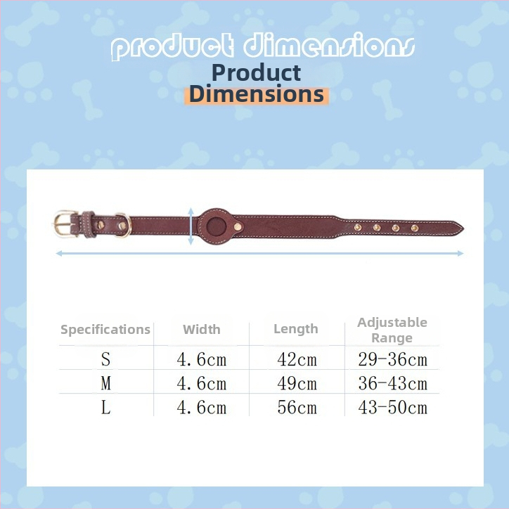 Jinyuda kožený obojok pre psa s AirTag lokátorom, celoročné použitie