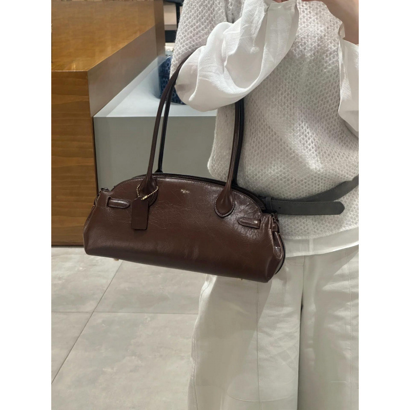 Ženska Carryall torba - gradski minimalistički stil, prava koža (prvi sloj teleće kože), zatvarač, poliesterska podstava, unutarnji džepovi