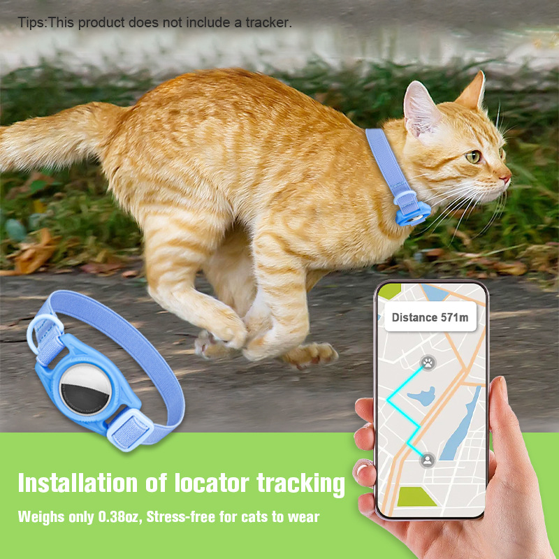 Airtag macska lokátor védőburkolat anti-elvesztés gallérral — poliészter, macska, egész éves, mindennapi stílus.