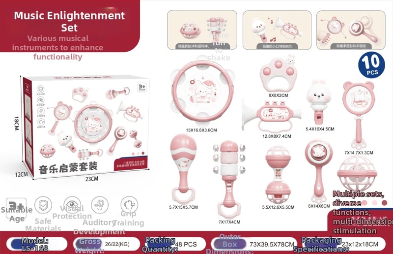 Le zai Χειροκίνητο ταμπουρίνο – Πλαστικό βρεφικό ταμπουρίνο, Εκπαιδευτικό παιχνίδι πρώιμης εκπαίδευσης, Άνεση για το μωρό, Συσκευασία σε κουτί, Πλαστικό παιχνίδι 3C