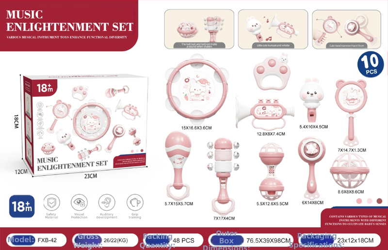 Le zai Χειροκίνητο ταμπουρίνο – Πλαστικό βρεφικό ταμπουρίνο, Εκπαιδευτικό παιχνίδι πρώιμης εκπαίδευσης, Άνεση για το μωρό, Συσκευασία σε κουτί, Πλαστικό παιχνίδι 3C