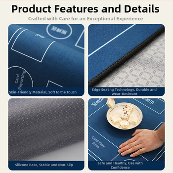 Покривка за маса за Тексас Холдем с противохлъзваща повърхност и звукоизолация; смесен материал, квадратна форма, модел решетка, висока термоустойчивост