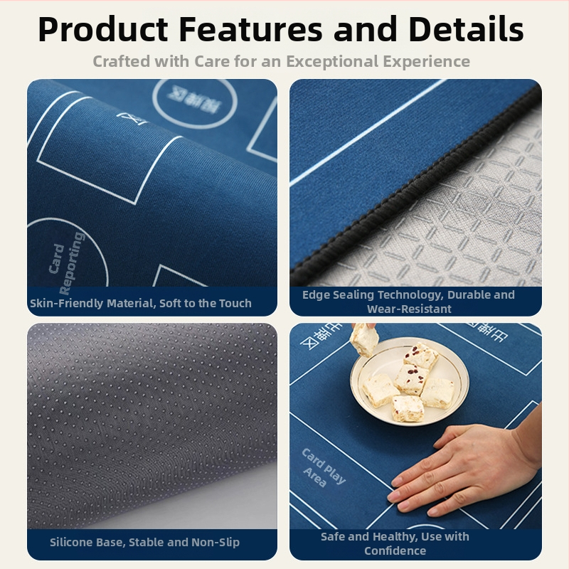 Покривка за маса за Тексас Холдем с противохлъзваща повърхност и звукоизолация; смесен материал, квадратна форма, модел решетка, висока термоустойчивост