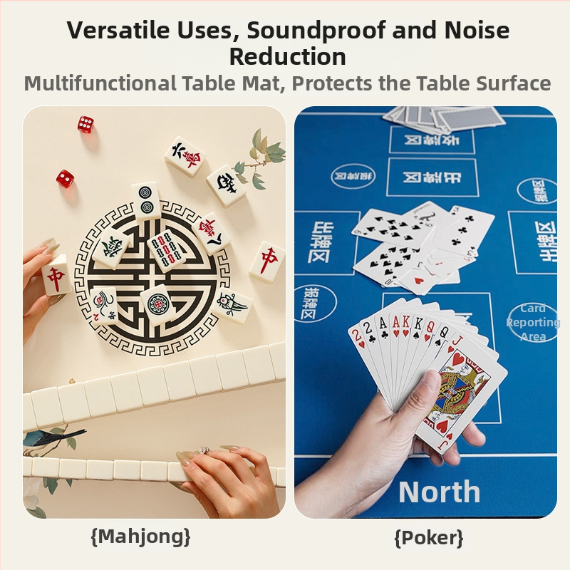Покривка за маса за Тексас Холдем с противохлъзваща повърхност и звукоизолация; смесен материал, квадратна форма, модел решетка, висока термоустойчивост