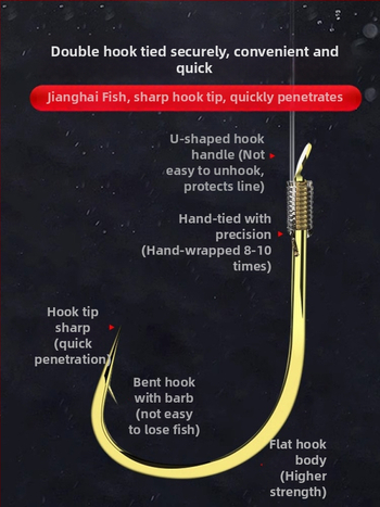 Rig de pescuit din nailon cu două cârlige, plutitor, linie principală gata legată