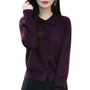 Debeli pleteni kardigan s reverom, dugi rukavi, viskozno-akrilni materijal