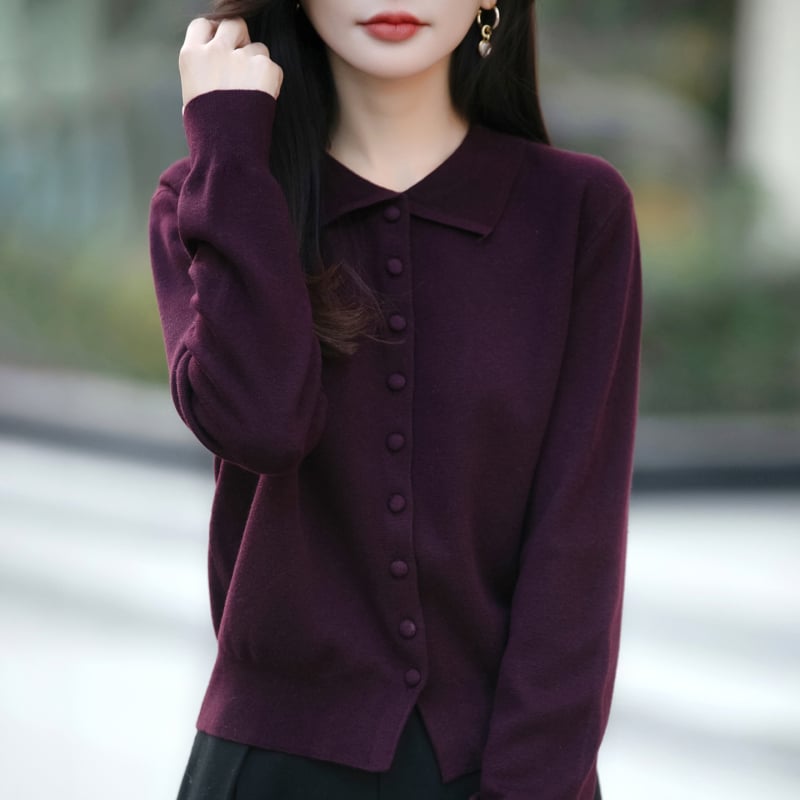 Debeli pleteni kardigan s reverom, dugi rukavi, viskozno-akrilni materijal