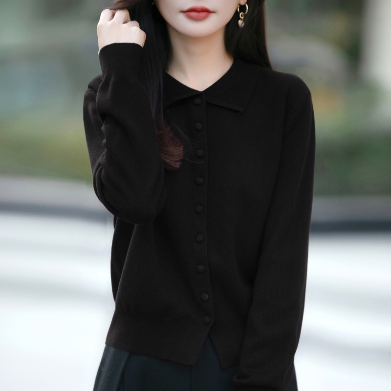 Debeli pleteni kardigan s reverom, dugi rukavi, viskozno-akrilni materijal