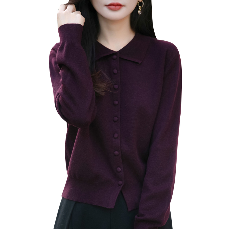 Debeli pleteni kardigan s reverom, dugi rukavi, viskozno-akrilni materijal