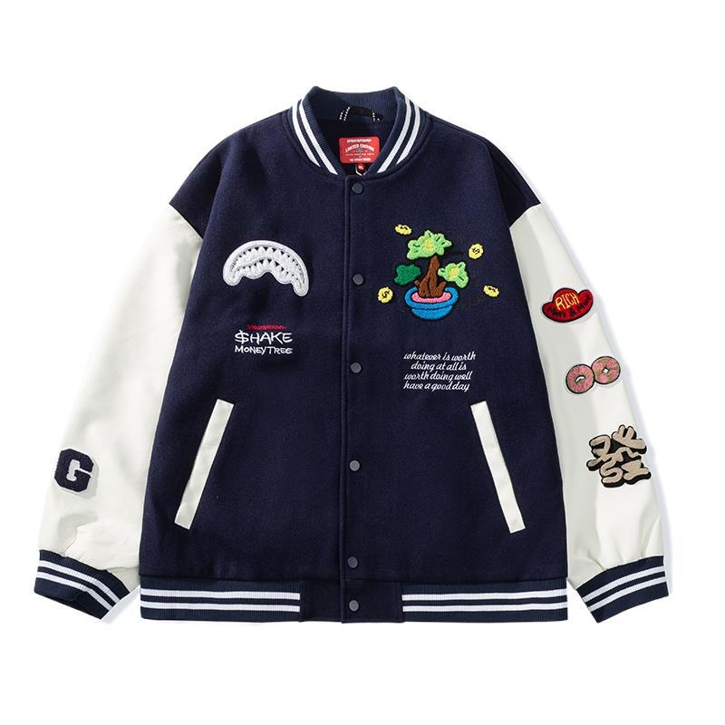 SprayGround Shark Mouth baseball jakna, prozračna pamuk tkanina, lagan kroj, muška sportska jakna, proljeće 2025