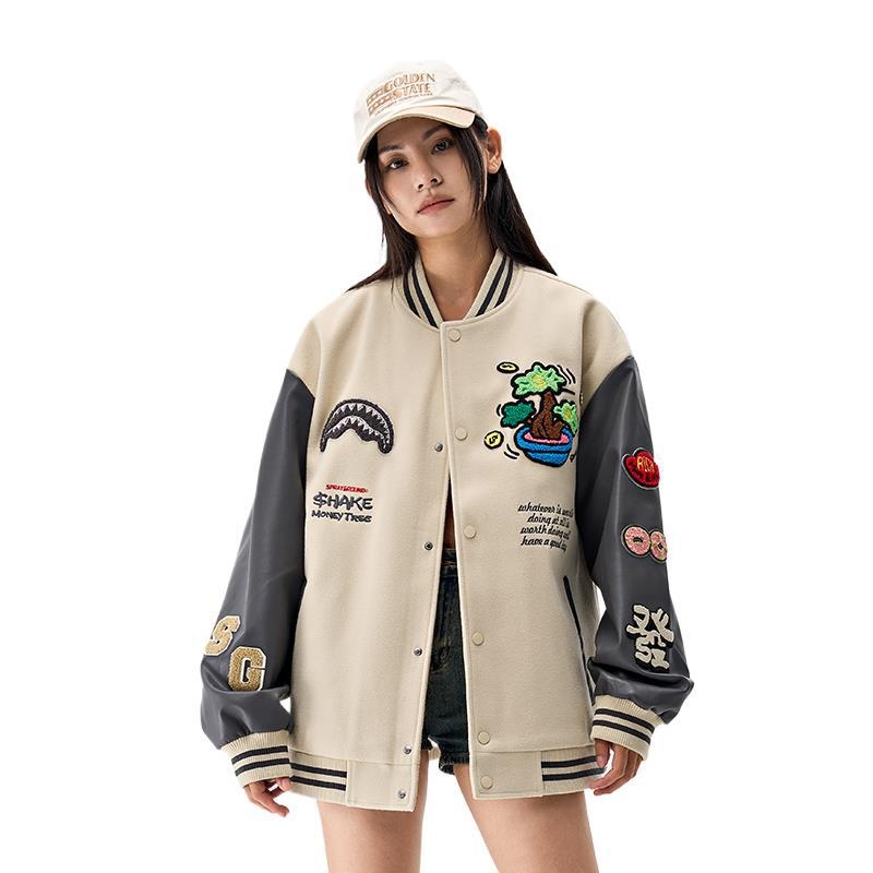 SprayGround Shark Mouth baseball jakna, prozračna pamuk tkanina, lagan kroj, muška sportska jakna, proljeće 2025