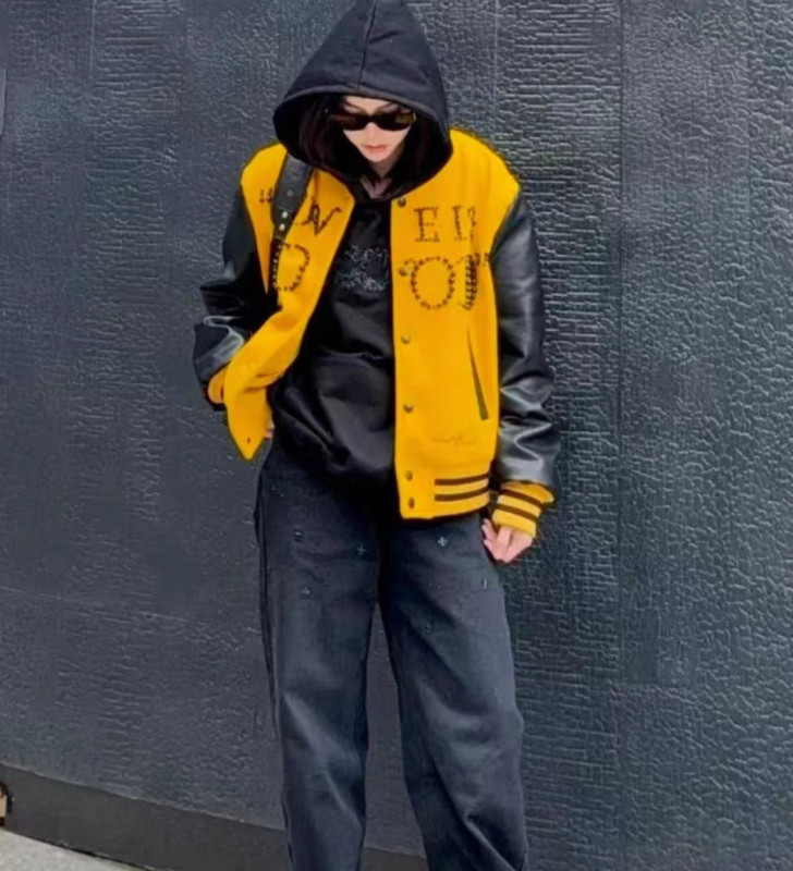 Pamutból készült pulóver/felső, hip-hop stílus, színblokkok, 90% pamut, álló gallér