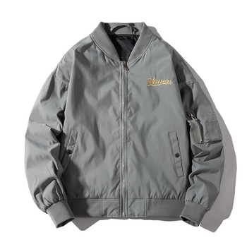 Muška retro brodirana bomber jakna sa stojećim ovratnikom, širok kroj, otporna na habanje