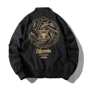 Muška retro brodirana bomber jakna sa stojećim ovratnikom, širok kroj, otporna na habanje