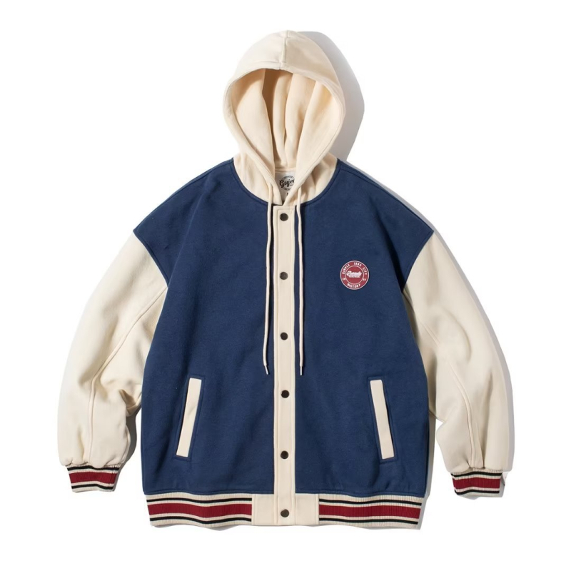 Jakna s kapuljom u streetwear stilu, labav kroj, akrilna tkanina, dugi rukav, za proljeće i jesen