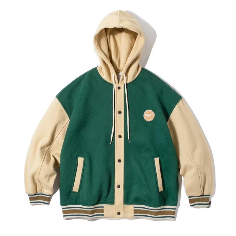 Jakna s kapuljom u streetwear stilu, labav kroj, akrilna tkanina, dugi rukav, za proljeće i jesen