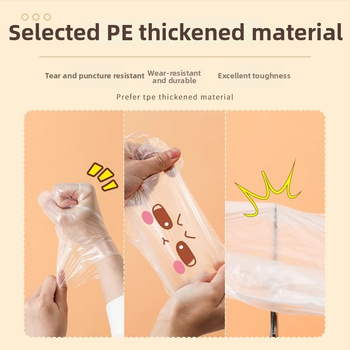 Mănuși de unică folosință din PE, alimentare, groase și transparente, cu protecție împotriva prafului, ambalate într-o cutie cu 120 buc.