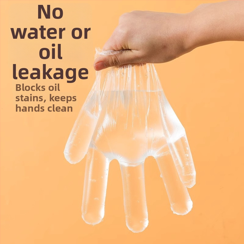 Mănuși de unică folosință din PE, alimentare, groase și transparente, cu protecție împotriva prafului, ambalate într-o cutie cu 120 buc.