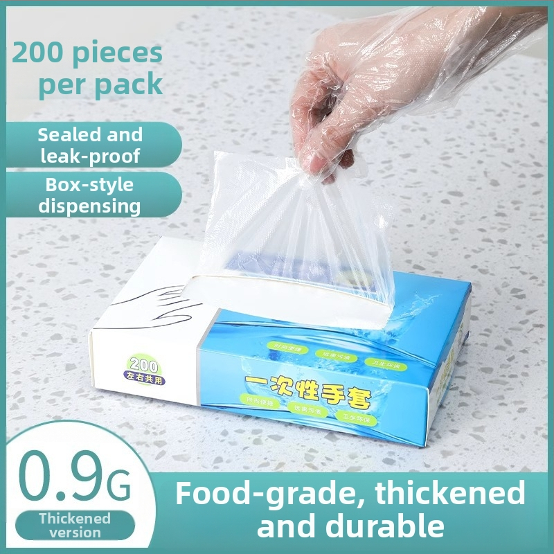 Mănuși de unică folosință din PE, alimentare, groase și transparente, cu protecție împotriva prafului, ambalate într-o cutie cu 120 buc.