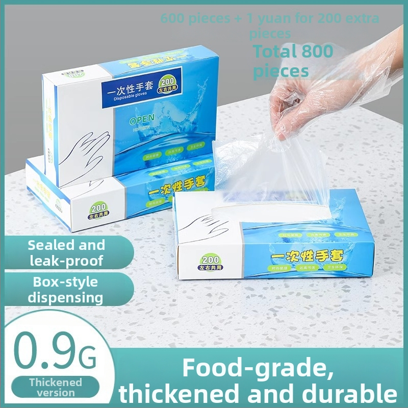 Mănuși de unică folosință din PE, alimentare, groase și transparente, cu protecție împotriva prafului, ambalate într-o cutie cu 120 buc.