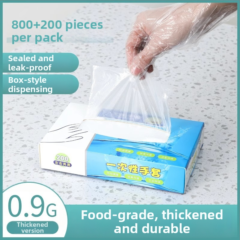 Mănuși de unică folosință din PE, alimentare, groase și transparente, cu protecție împotriva prafului, ambalate într-o cutie cu 120 buc.